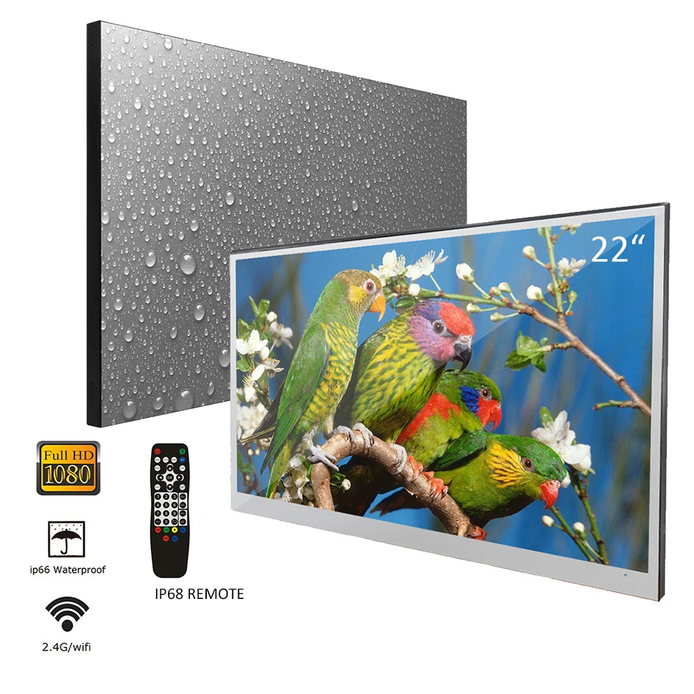 TV 22inch Smart Bathroom LED TV Full HD Screen with IP66 Waterproof Speaker