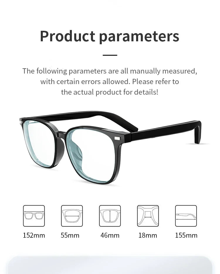 Camera Smart Glasses Bluetooth Call Voice Assistant Listen Music Glasses Smart Sports Polarized Sunglasses Anti-Blue Eyeglasses