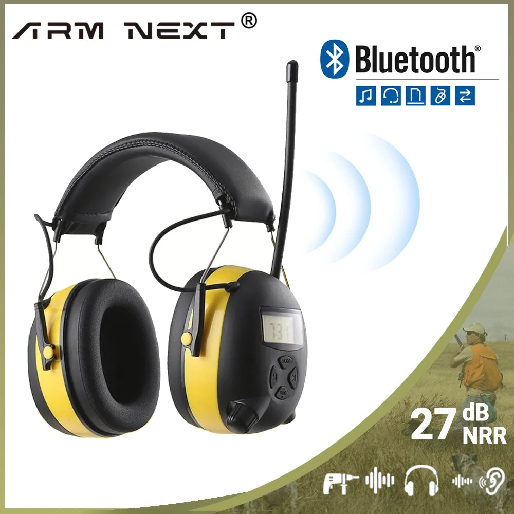 Noise Earmuffs AM/FM Radio headphones Ear Protection Bluetooth 5.1 Headphones Safety Defense for Mowing Lawn Work shooting