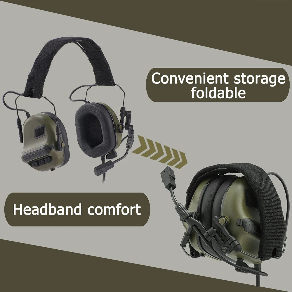 ARM NEXT Tactical Headset and PTT Adapter Set Radio Communication Headphones Active Noise cancelling shooting Headset with Mic