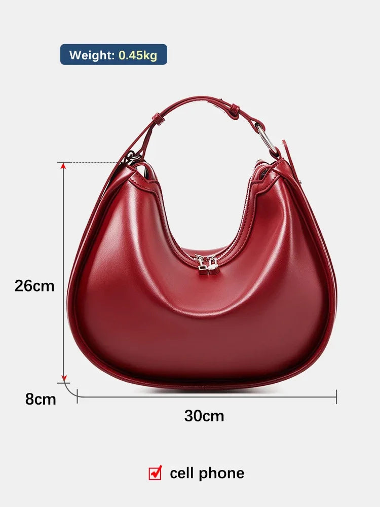 Zency 2024 Designer Bags Hobo Bag For Women Underarm Genuine Leather Shoulder Crossbody Bag High Quality Handbag Birthday Gift