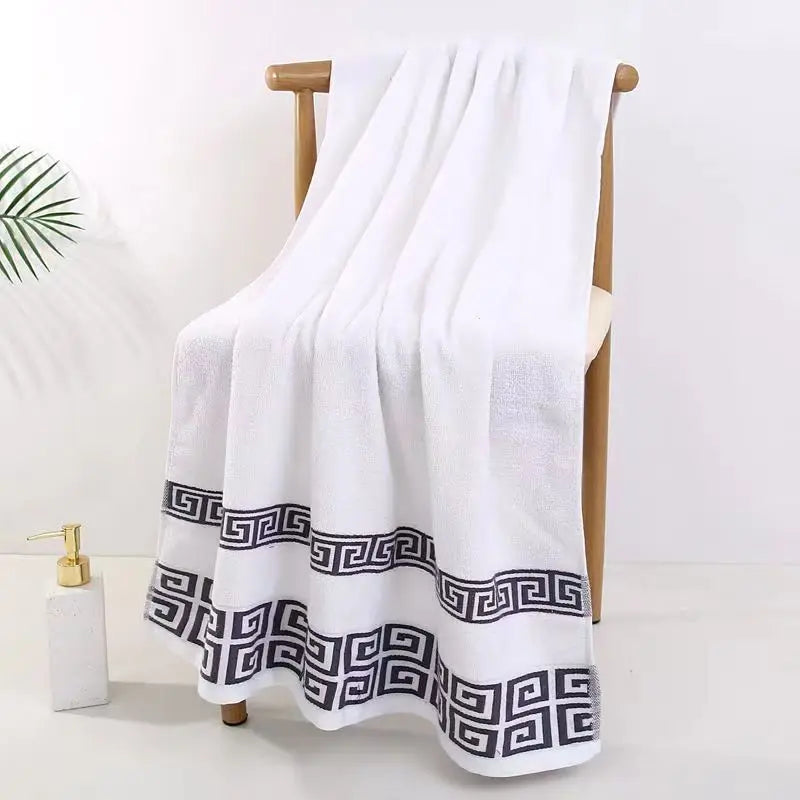 70x140cm Big Bath Towels Geometric Embroidered Bathroom Cotton Towels Blue White Brown Luxury Personalized Gift Towels 수건 세트