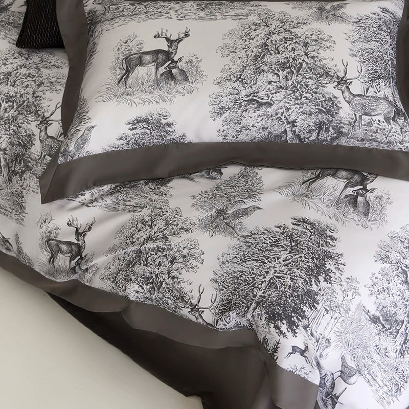 Luxury Digital Printing Lyocell Soft Cool Comfortable Bedding Set Duvet Cover Linen Fitted Sheet Pillowcases Home Textile