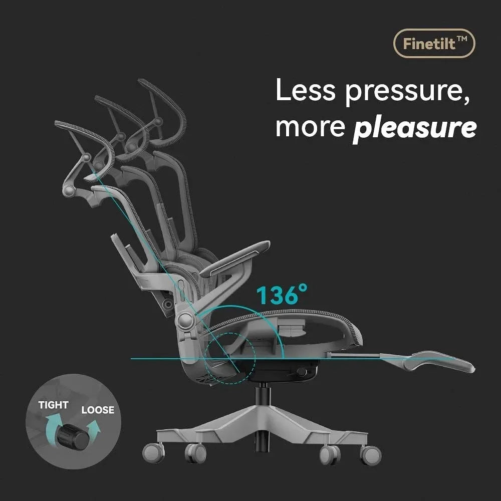 Pro V2 High Back Ergonomic Office Chair with Built-in Leg Rest, Foldable Design, Flip Up Arms, Suitable as Home Office Chair