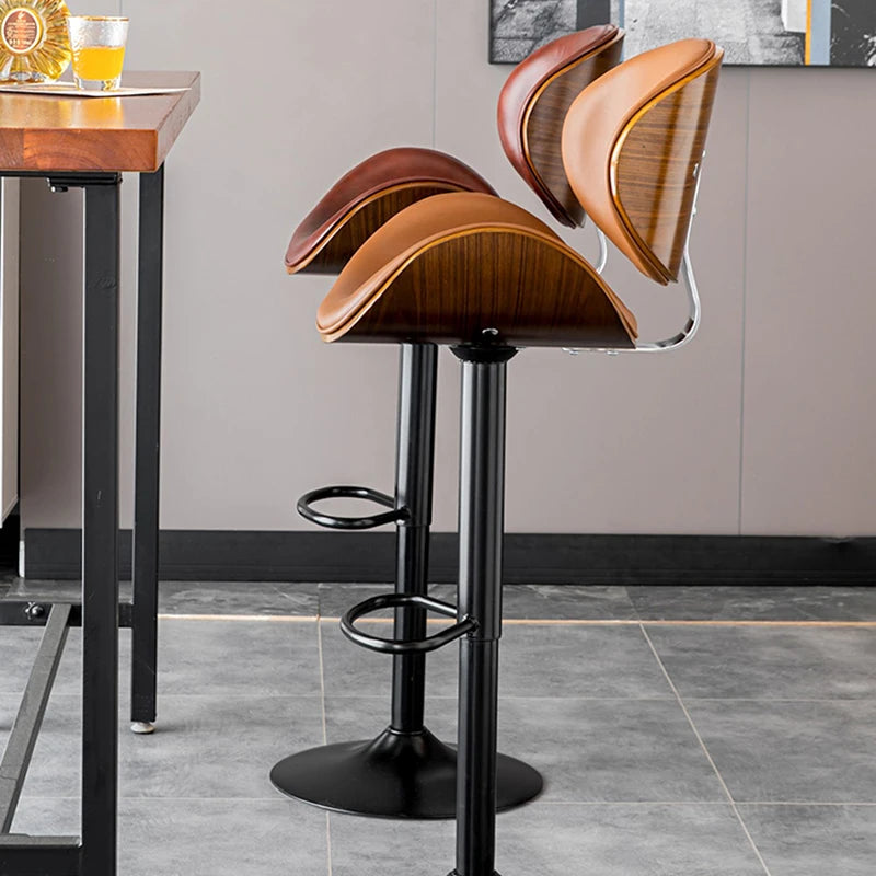 Office Swivel Bar Stools Dining Wooden Minimalist Kitchen Counter Stool Garden High Banquet Cadeira Bar Furniture Counter TD50DC