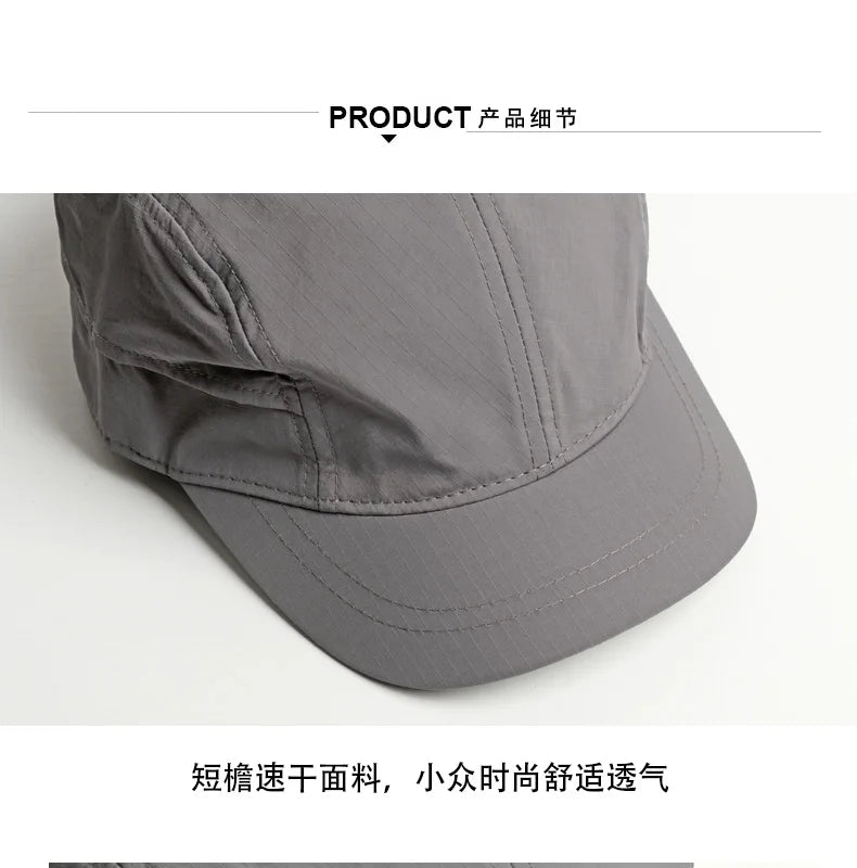 Japanese Thin Summer Outdoor Sunscreen Quick-drying Baseball Cap Men's Short Solid Color Light Board Baseball Cap