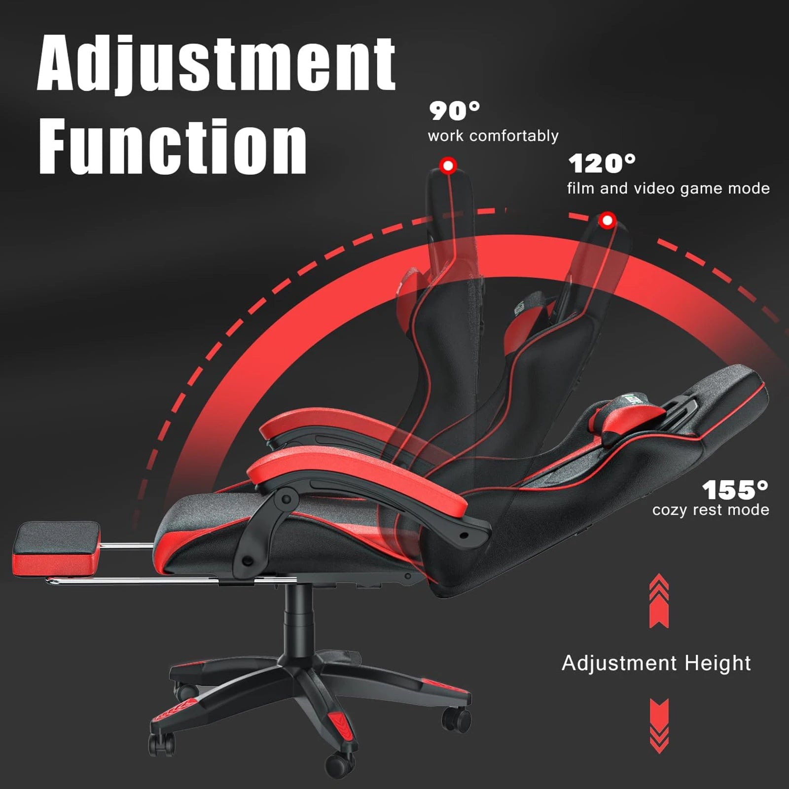 Gaming Chair with Footrest Gamer Chairs Ergonomic with Lumbar Cushion Headrest Gaming Chair Height Adjustable Computer Chair