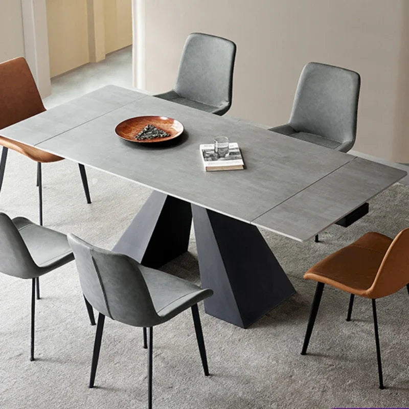 Modern Slate Dining Table Extendable Grey Simple Design Center Table Receptionist Nordic Mesas Comedor Kitchen Furniture HD50CZ