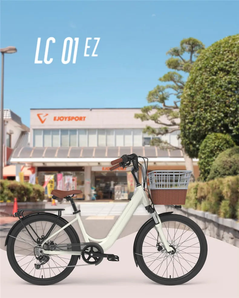 24 inch urban electric bicycle princess ebike lightweight swan frame 36V250W electric assisted bicycle 7-speed ebike