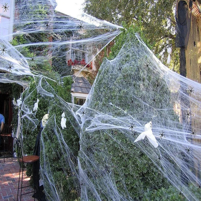 Halloween Decoration Party Accessories Decorations for Events Scream Festa Spider Web Black Outdoor Props Haunted House Spider