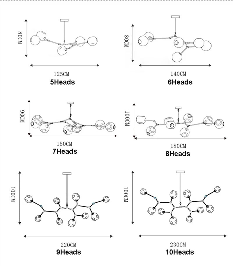 Modern Glass Bubble Chandelier For Living Room Dining Island Suspension Lamp Light Designer Branching Fixtures Hanging Luminaire