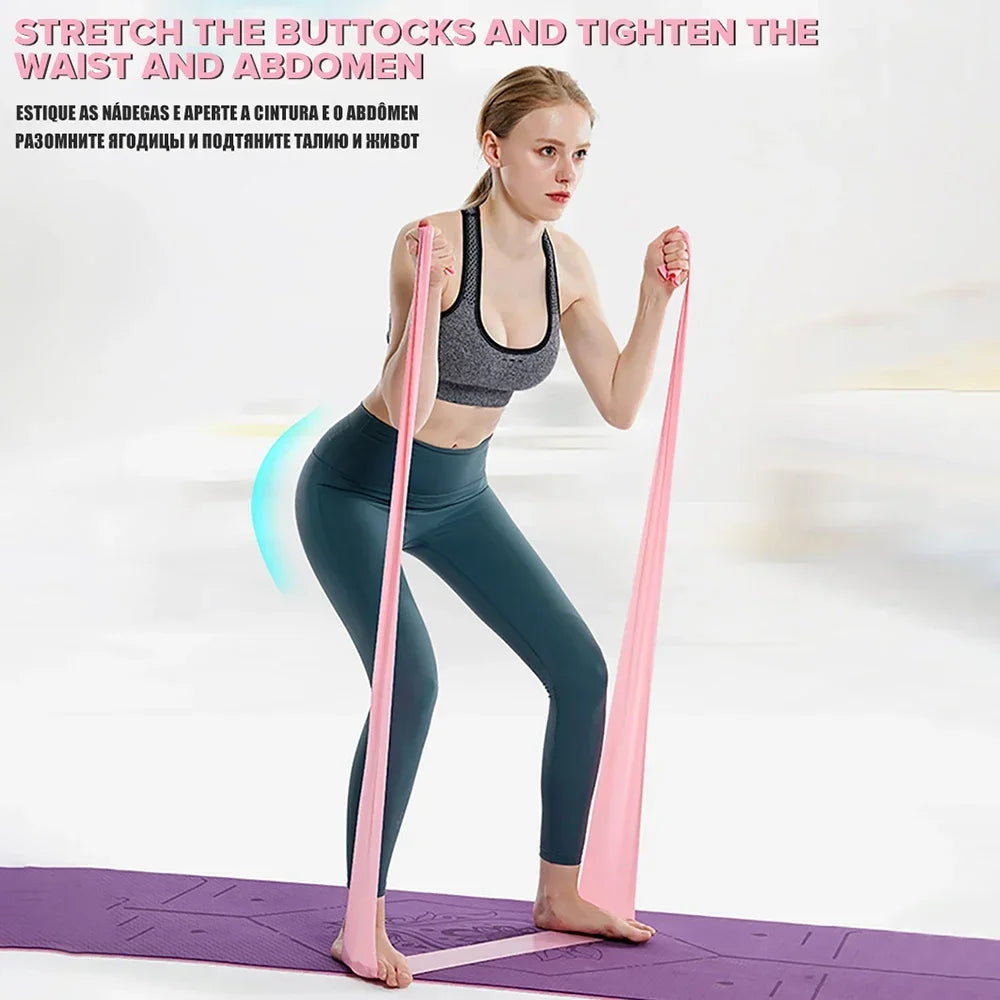 Length 200cm Yoga Pilates Stretch Resistance Band For Gym Fitness Exercise Band Training Elastic Rubber Rubber