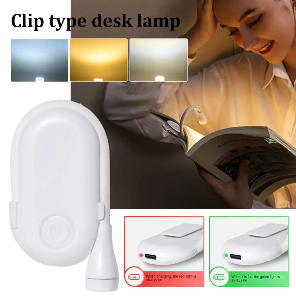 Mini Clip-On Study Desk Lamp Adjustable  LED Eye Protection Book Night Light 360-degree Bendable Hose Night Light Desk Lamps