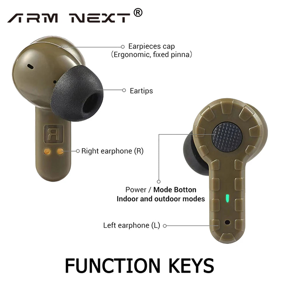 ARM NEXT NRR27db Electronic Earplug Headset Anti Noise Ear Plug Noise Canceling for Hunting Shooting Earmuff Outdoor/Indoor Mode