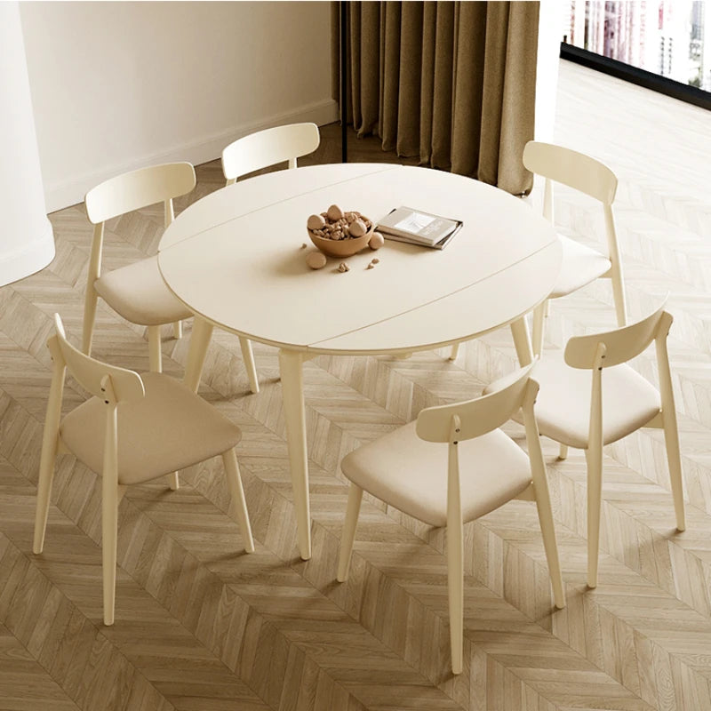 Design Simple Dining Table White Solid Wood Folding Modern Center Table Nordic Extendable Mesas De Comedor Furniture HD50CZ