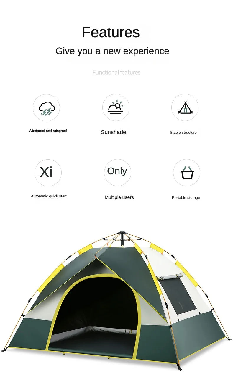 2-3-4 People Automatic Tent Quick-Opening Sun Protection Camping Tent Ultralight Portable Hiking Travel Tent No Build Required