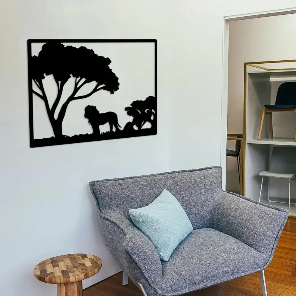 Unique Iron Wildlife Lion Metal Mural-Jungle Wall Decoration and Art, Ideal for Creating A Striking Statement in Any Room