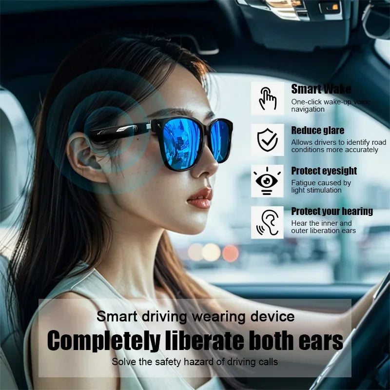 2024 Smart Sunglasses Bluetooth Glasses Listening to Music, Calling, Navigation, Anti UV Polarization Lens Suitable for Driving