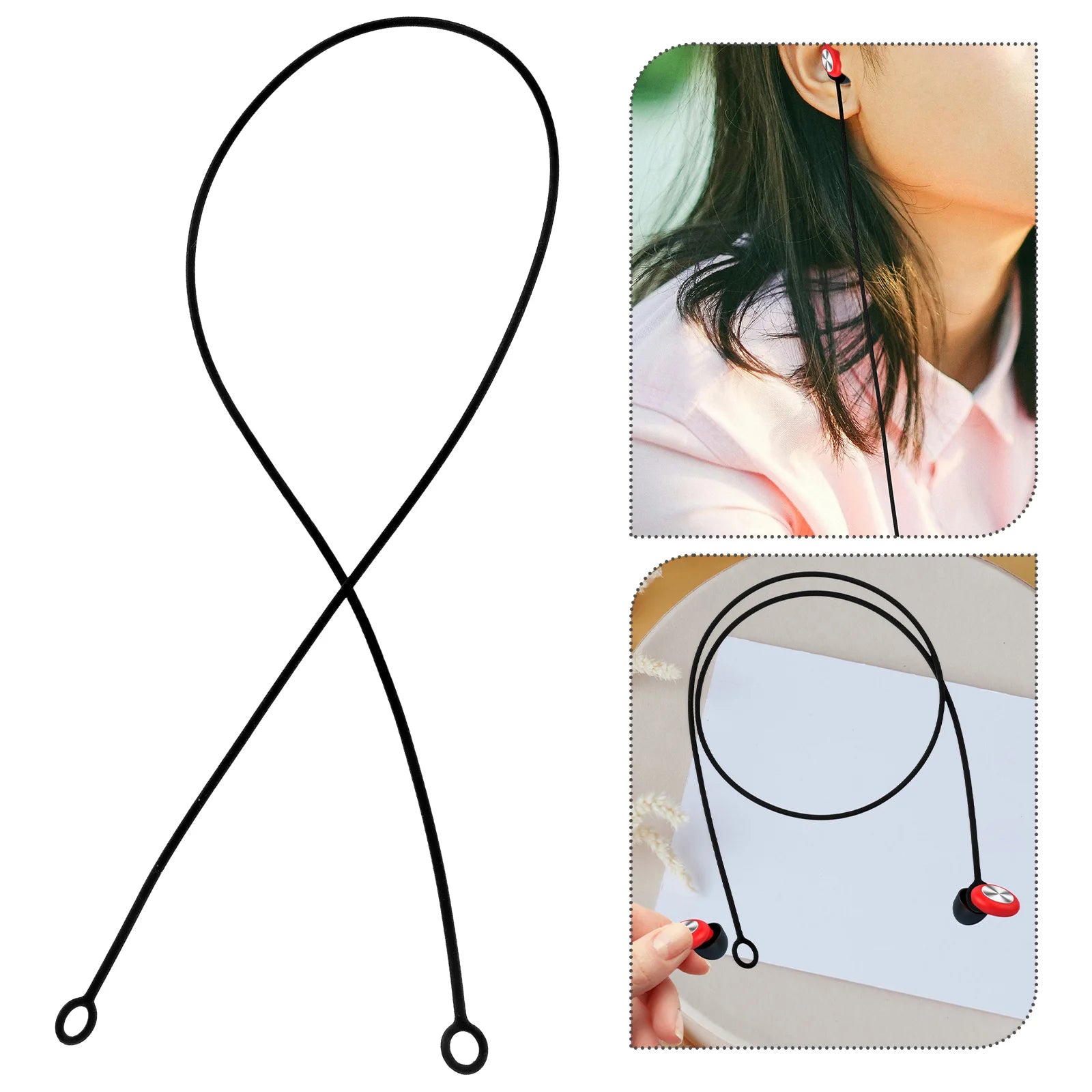 2 Pcs Earphone Strap Anti-lost Lanyard Headphone Anti-slip Loop Earplugs Outdoor Silica Gel