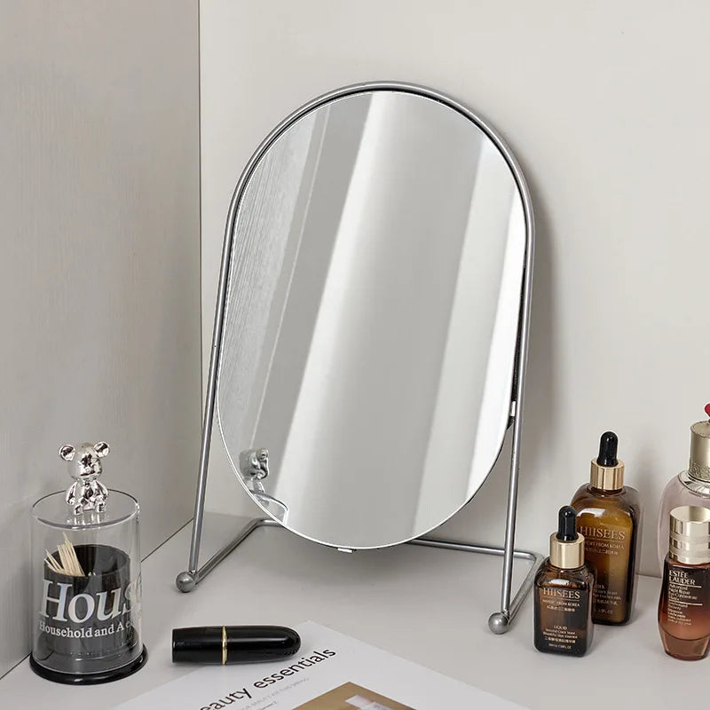 Dressing Table Makeup Mirror Home Bedroom Tabletop Vanity Mirror Dormitory Internet Red Beauty Mirror Light Luxury Round Mirror