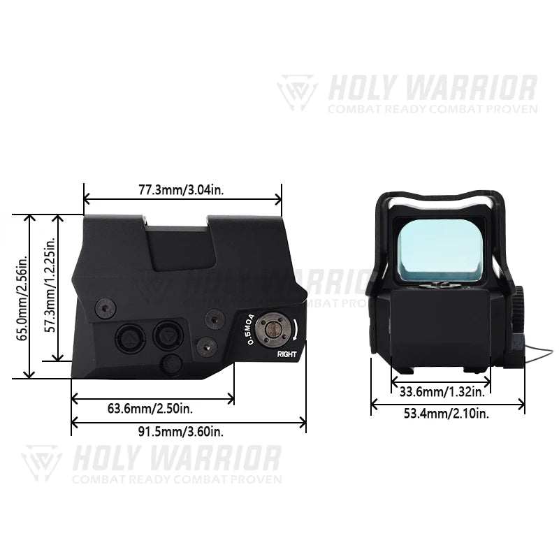 Holy Warrior Romeo-8T Holographic Tactical Optic Red Dot Sight 1x38mm RifleScope Fit 20mm Picatinny of Hunting and Airsoft