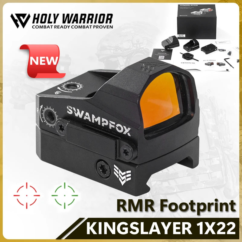 Swampfox Kingslayer Pistol Cut RMR Footprint 1x22 Reflex Red Dot Sights 3 MOA Optical Scope For Hunting Handgun Sight