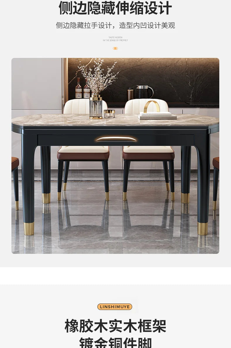 Design Extendable Kitchen Table Round Modern Nordic Simple Dining Table Luxury Multifunction Juegos De Comedor Furniture HD50CZ