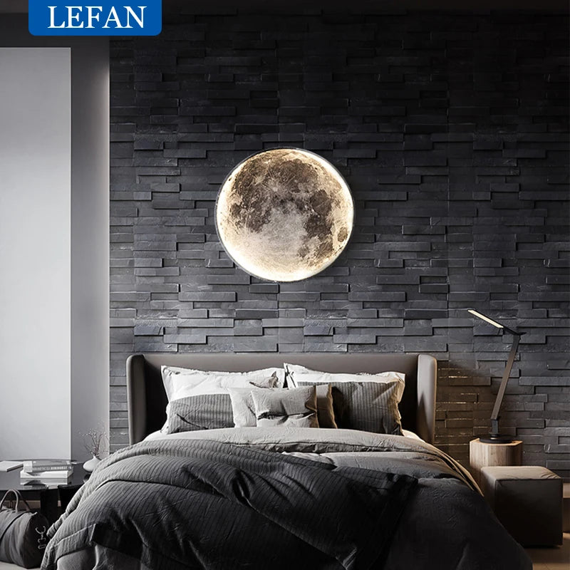 Modern minimalist moon wall lamp creative mural living room background wall decoration lamp art bedside wall light