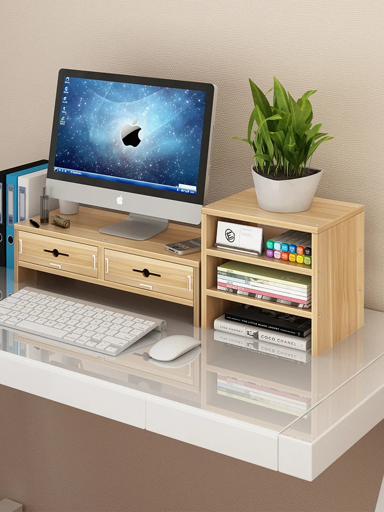 Desktop Monitor Elevated Rack Laptop Office Desk Shelf Keyboard Storage Organizing Desktop Storage Box