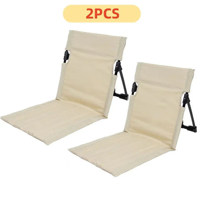 Outdoor Camping Chair Foldable Garden Park Single Lying Chair Backrest Cushion Picnic Camping Foldable Beach Chair 1+1