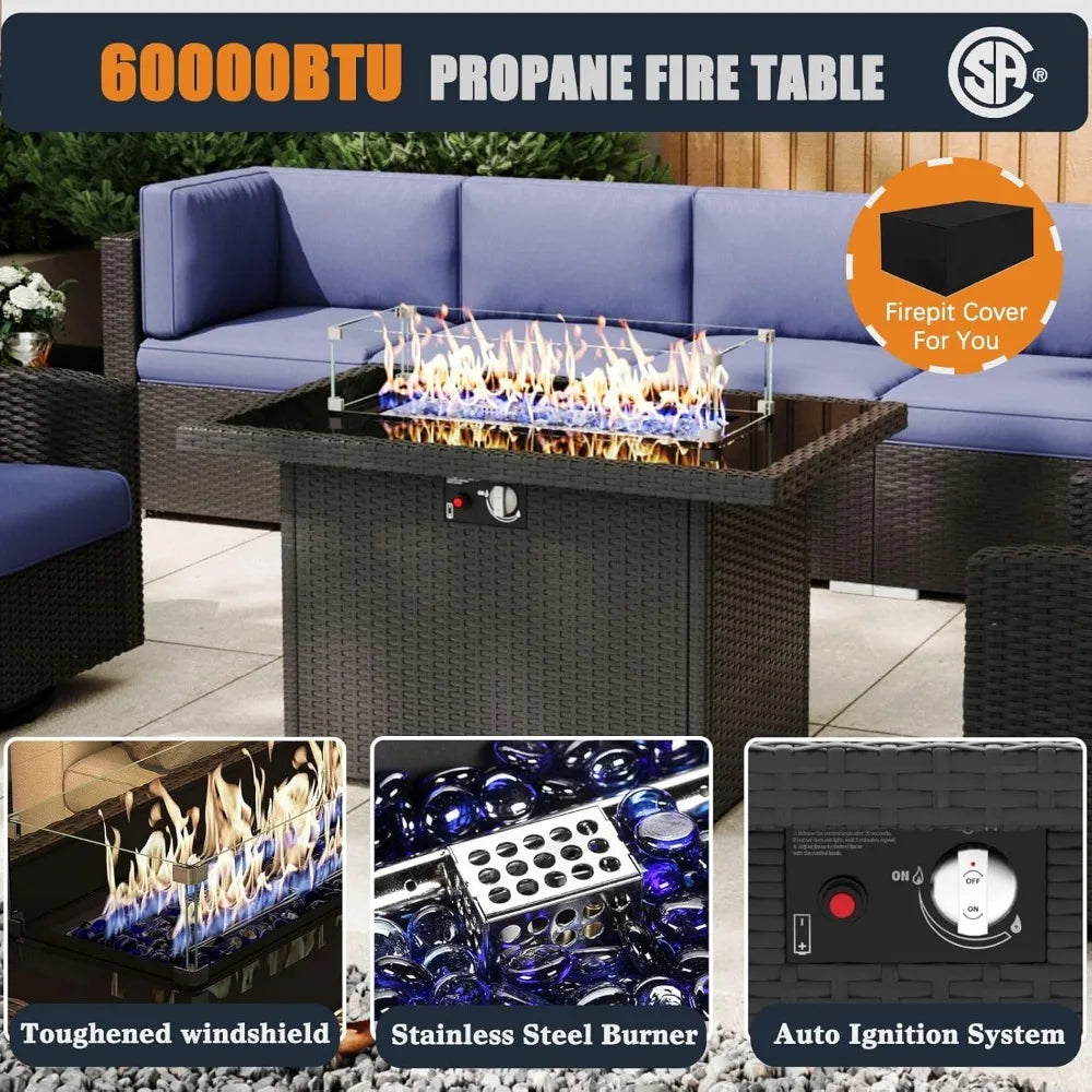 Navy Haven Outdoor Fire Pit Set