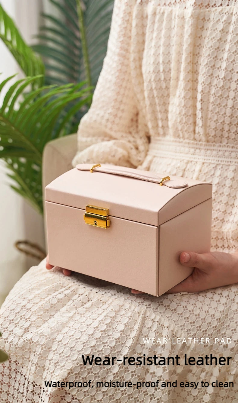 Luxury Multi Layer Leather Jewelry Storage Box Drawer With Lock Good Quality Multi-Functional Large-Capacity Jewel Organizer