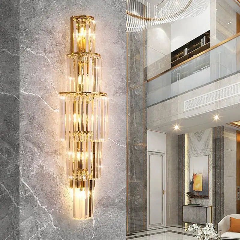 Contemporary Multi-Light Wall Sconce with Crystal Accents