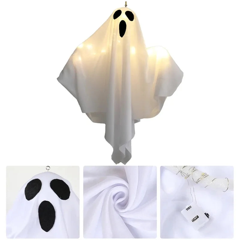 Halloween LED Glow Ghost Home Indoor Outdoor Decoration Party Supplies 2024 Haunted House Bar Hanging Horror Props with Lights