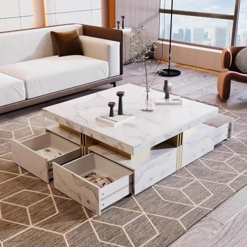 Modern White Coffee Table with Storage