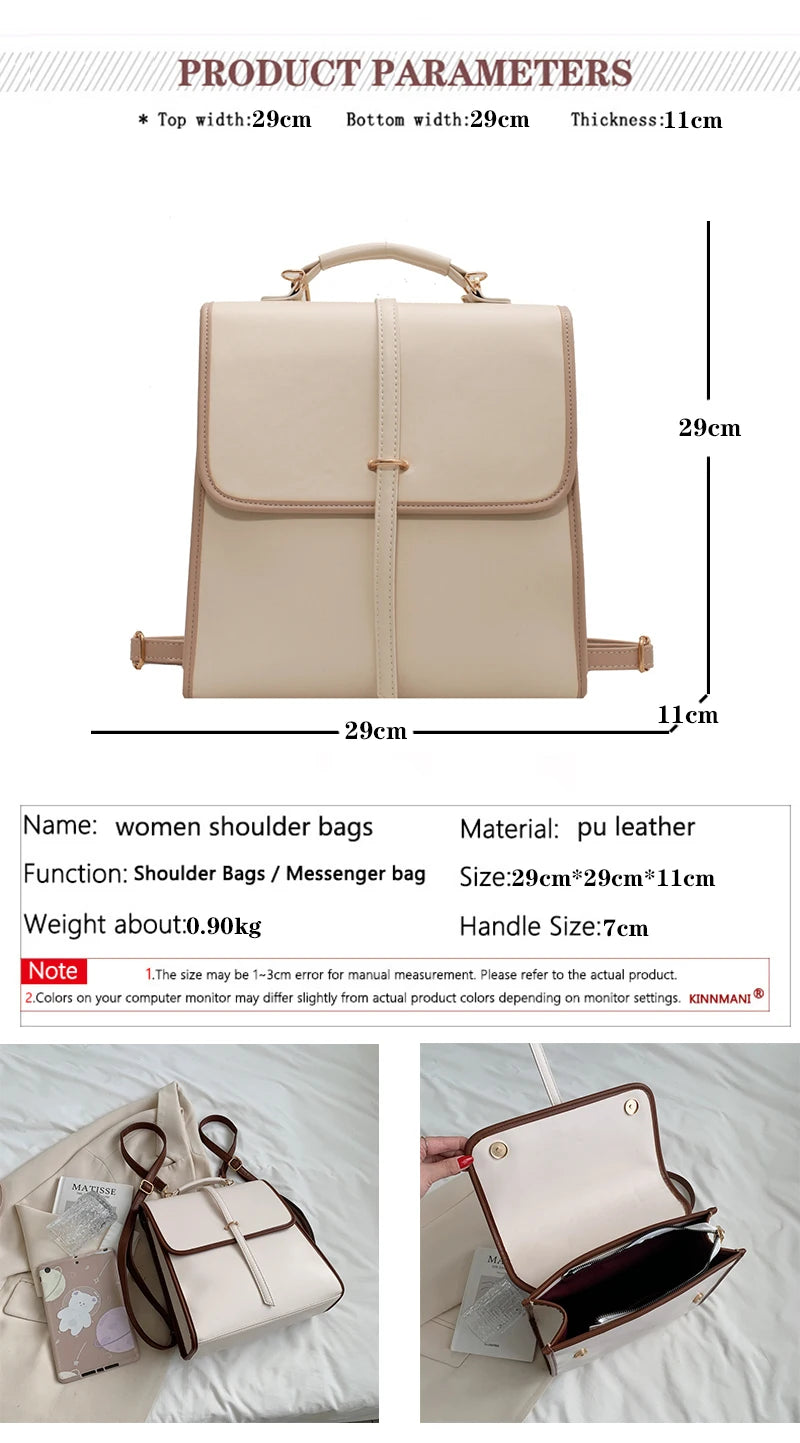 Pure Color High Quality PU Leather Womens Backpack 2023 Fashion Designer Simple Girl School Bags Ladies Leisure Travel Backpacks