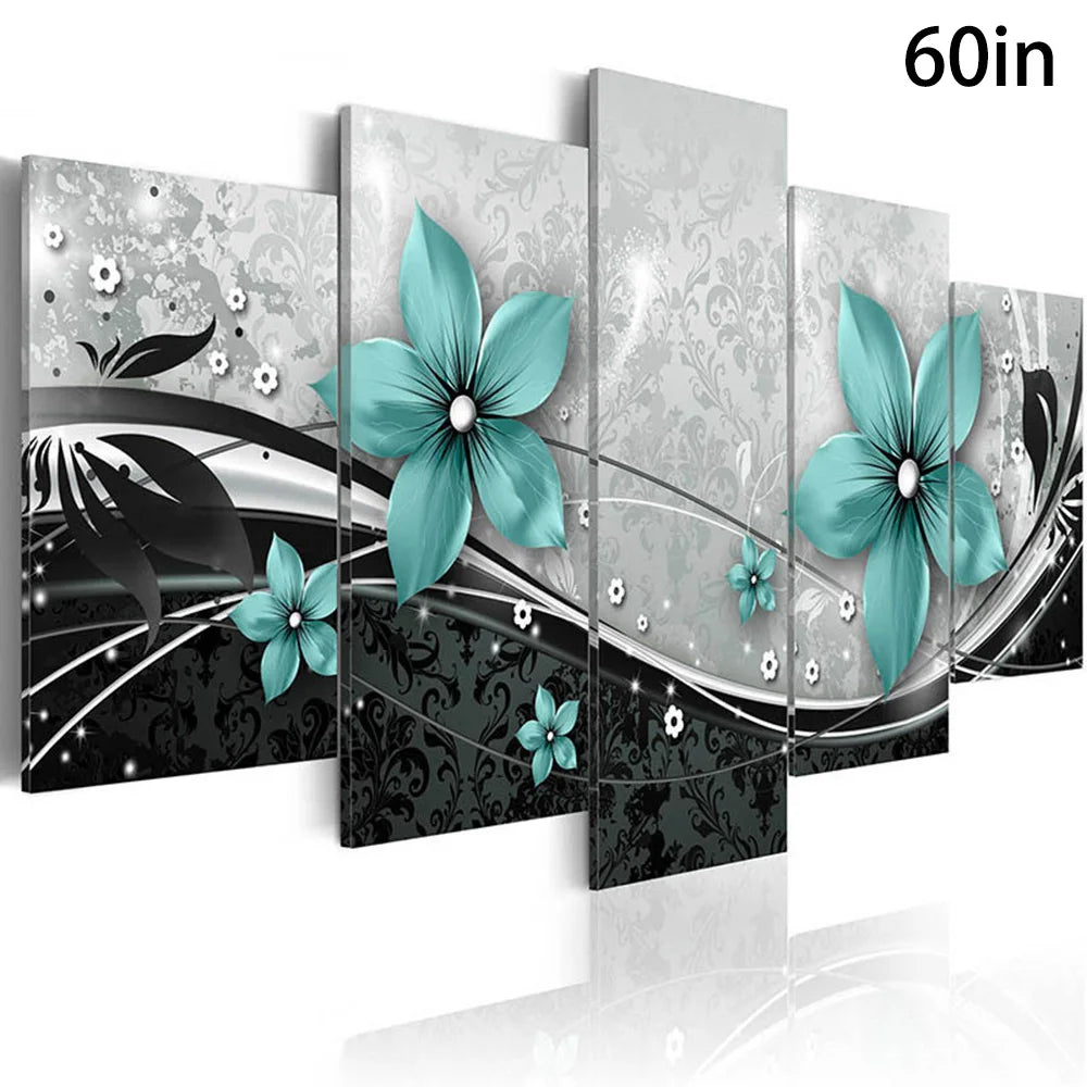 Make a Statement with 5Pcs Modern Flower Canvas Painting Wall Art Home Decor Picture Decor, Brighten Up Any Room No Frame