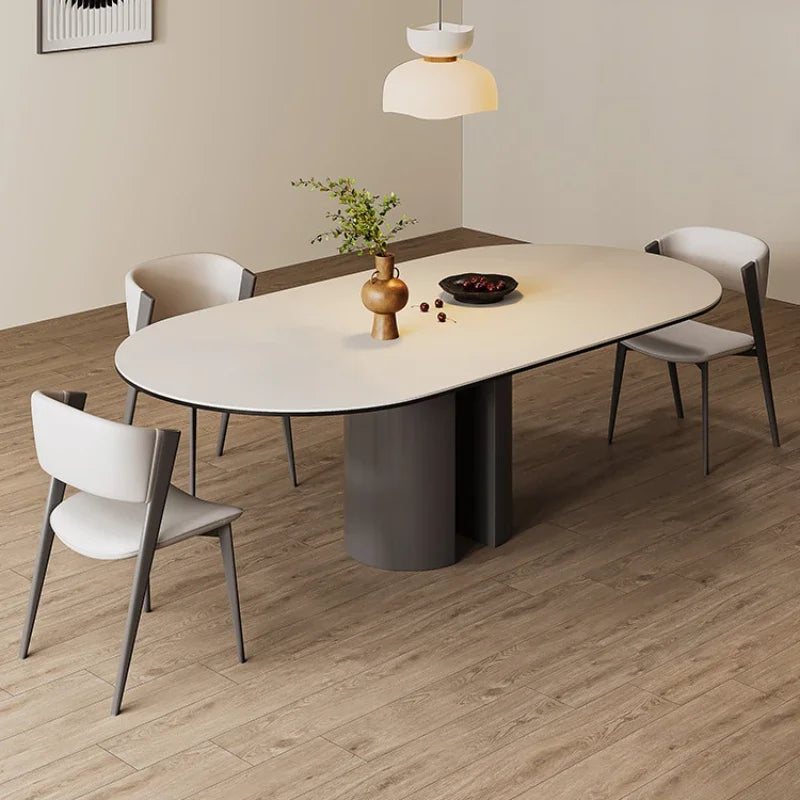 Minimalist Modern Dining Table Oval Receptionist Coffee Slate Bar Tables Simple Design Muebles Cocina Kitchen Furniture HD50CZ