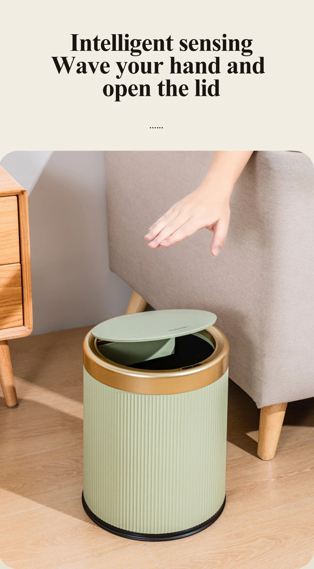 10L Light Luxury Smart Sensor Trash Can For Bathroom Kitchen Automatic Sensor Trash Bin With inner barrel Electric Wastebasket