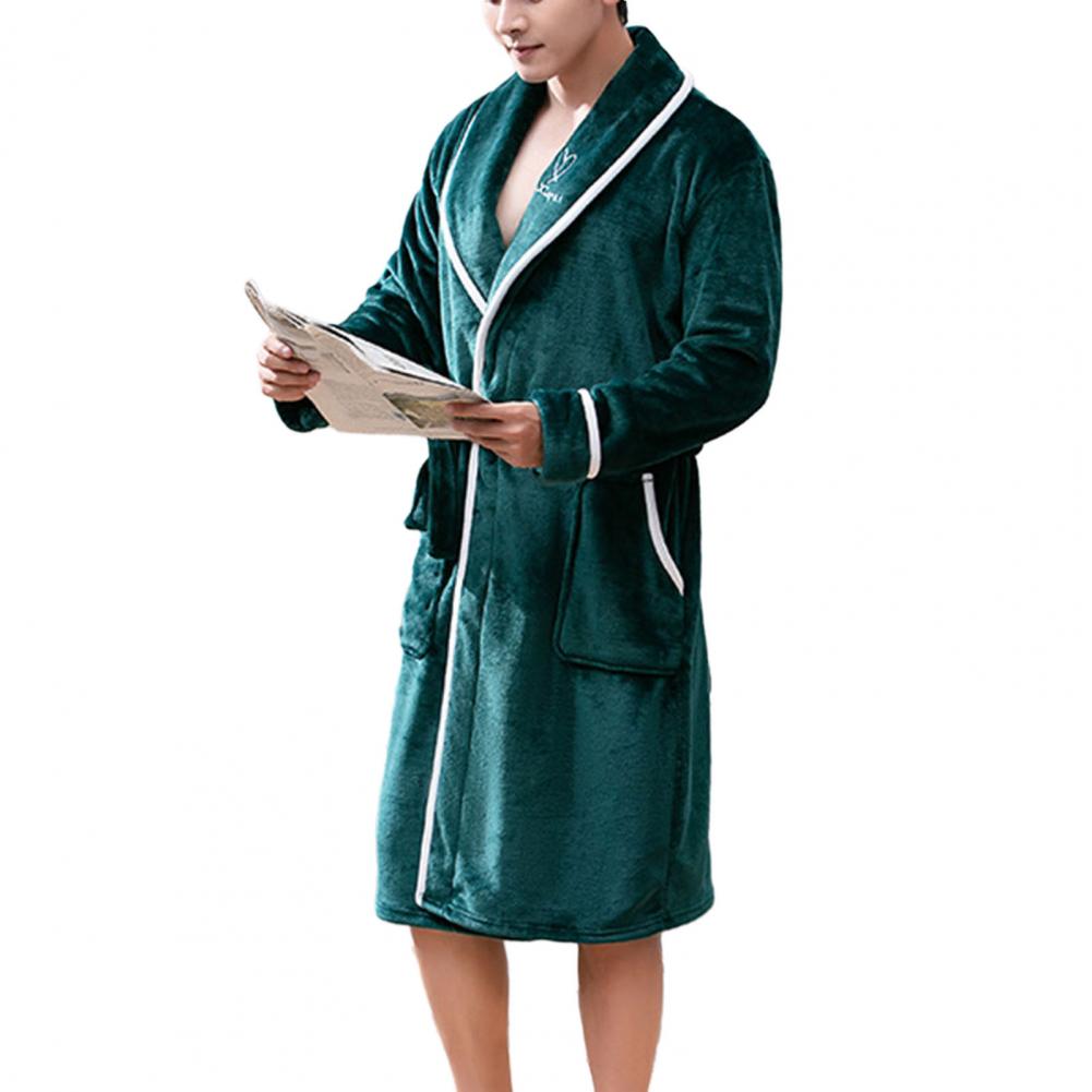 Extra Large Bathrobe Super Soft Men's Winter Sleepwear Absorbent Bathrobe with Pocket Design Cozy Couple Pajamas for Home