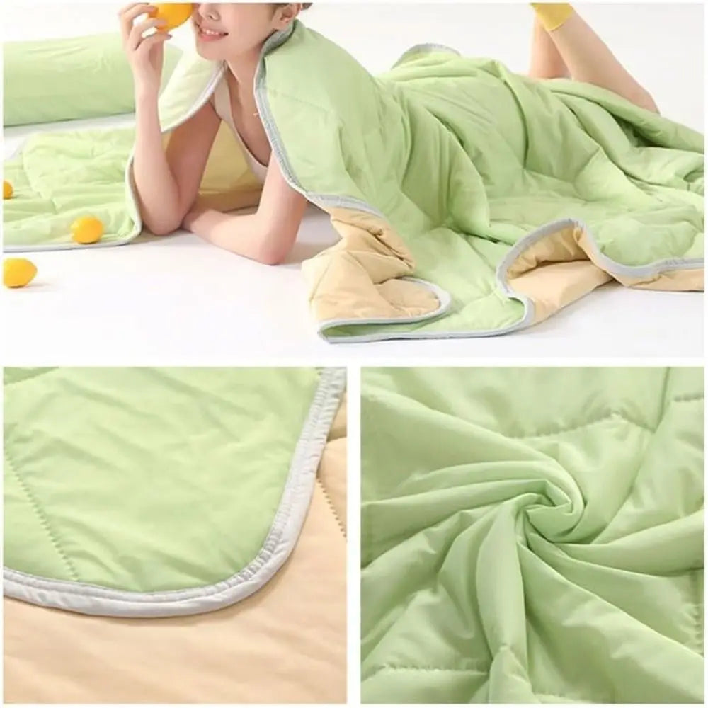 New Double Sided Cooling Blanket Cold Effect Breathable Conditioning Quilt Skin-Friendly Solid Color Cooler Quilt