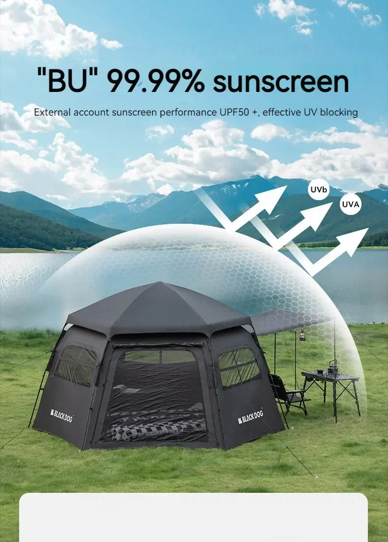 Black Dog Large Shelter Beach Waterproof Camping Tent Automatic Outdoor Cabin Portable Beach Tent Folding Windscreen Houses