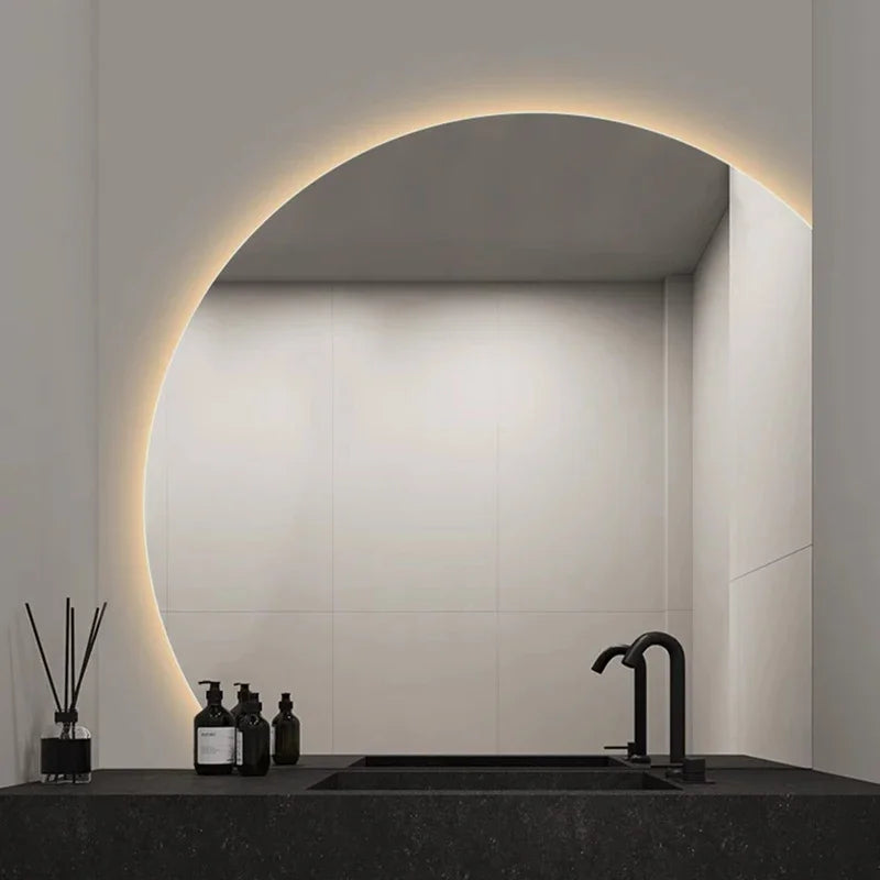 Decoration Home Mirrors Aesthetic Tabletop Bathroom Mirror Nordic Simplicity Semicircle Mirror Originality Design Led Makeup