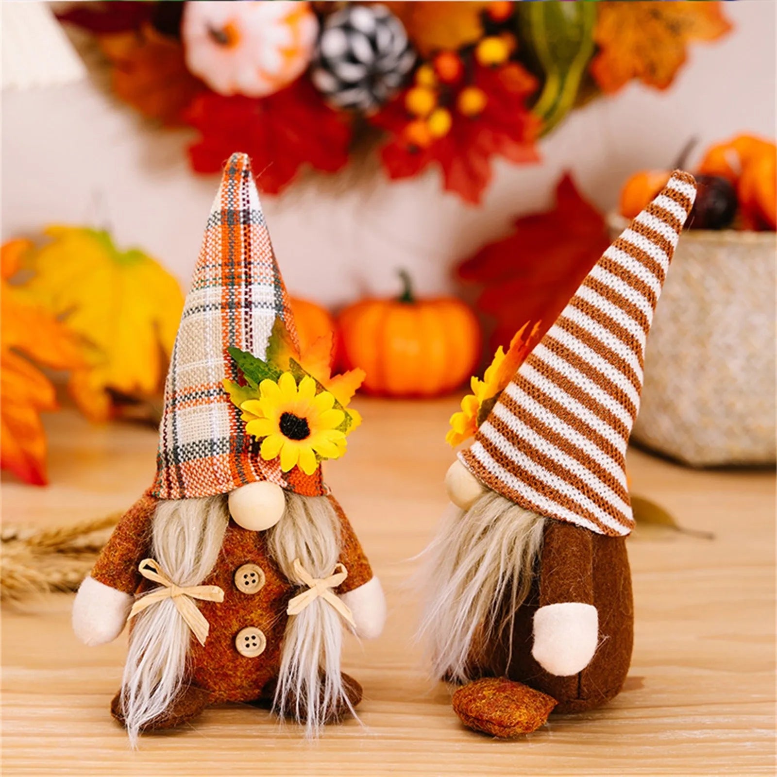 Fall Gnome Sunflower Maple Doll Harvest Autumn Elf Dwarf Plush Faceless Dolls Ornaments for Home Halloween Thanksgiving Decor