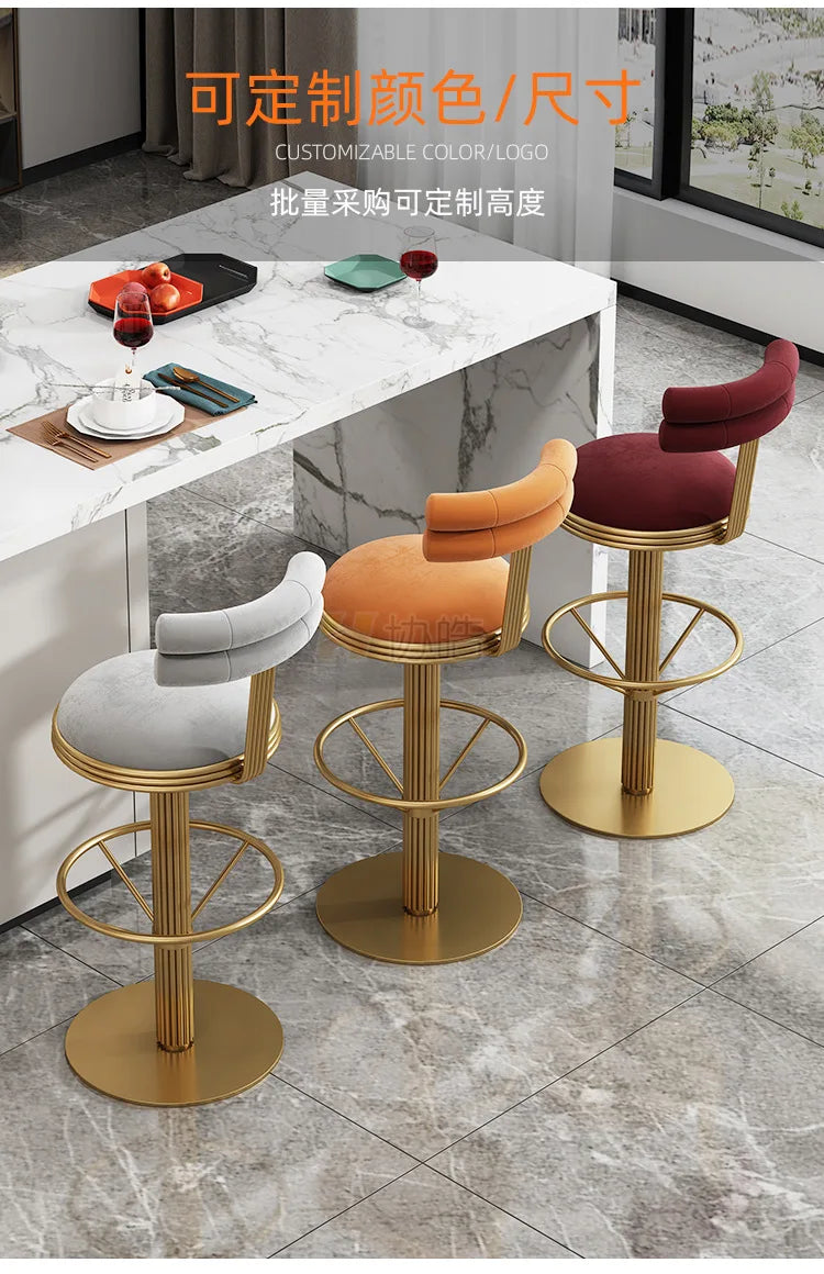 Dining Cafe Bar Stool Home Luxury Reception Modern Metal Chair Banquet Design Tall Bancos Para Barra Furniture Counter TD50DC