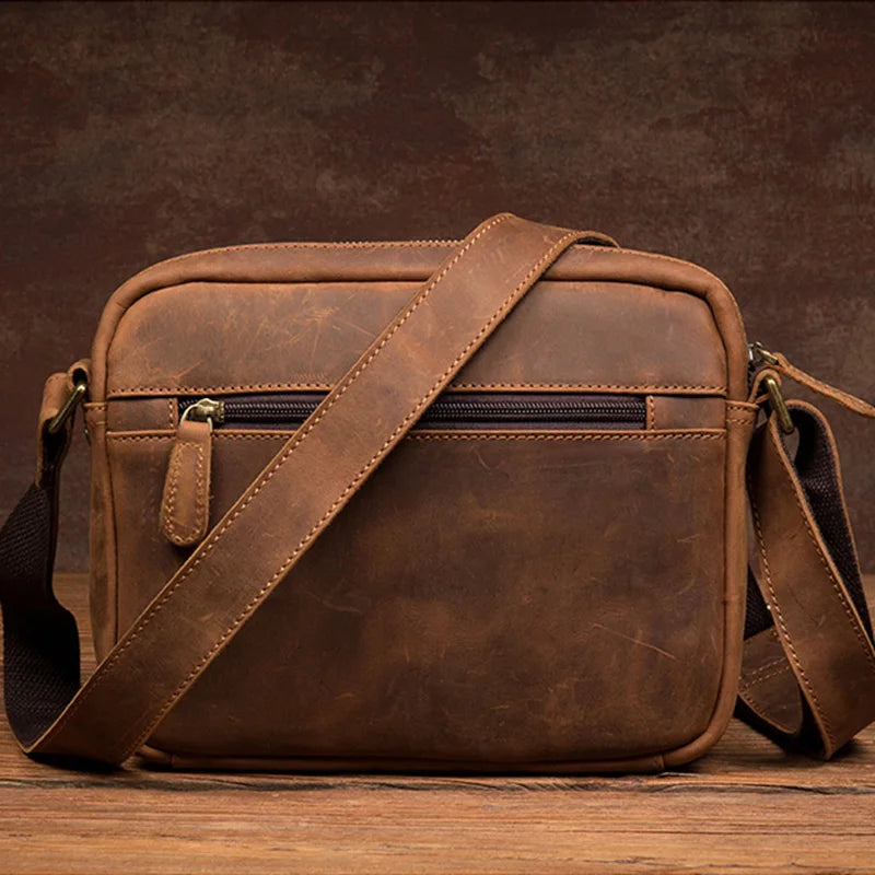 Handmade Leather Crossbody Backpack Vintage Men's Messenger