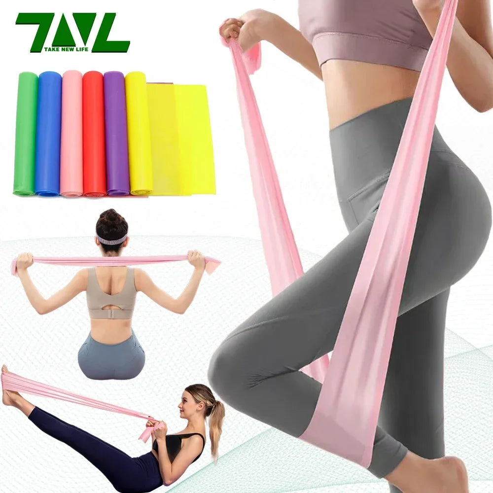 Length 200cm Yoga Pilates Stretch Resistance Band For Gym Fitness Exercise Band Training Elastic Rubber Rubber