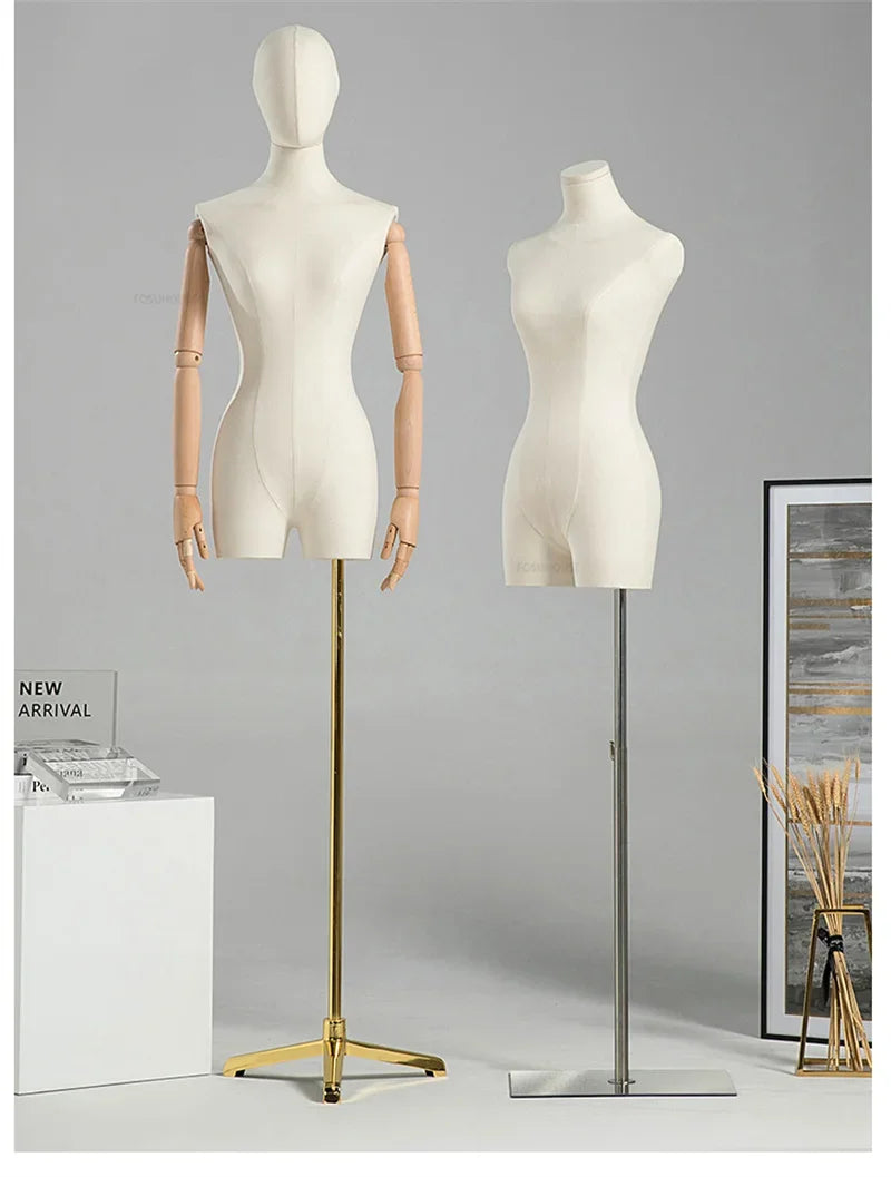 Korean Mannequins with Metal Base Half-length Mannequin for Women's Clothing Store Window Display Stand Commercial Model Props