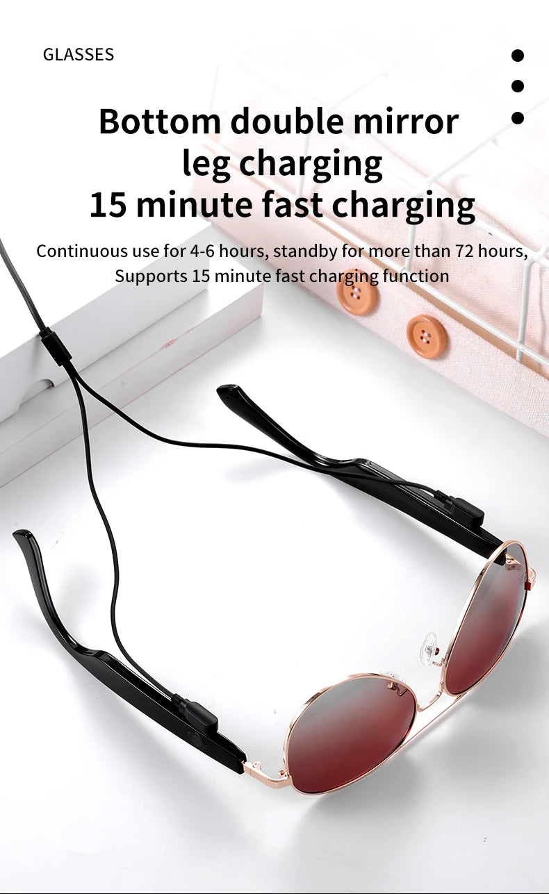 NEW  Bluetooth Sunglasses Smart Audio Glasses Nylon Lenses Dual Speakers Support Bluetooth Calls Music Eyeglasses For Men Women