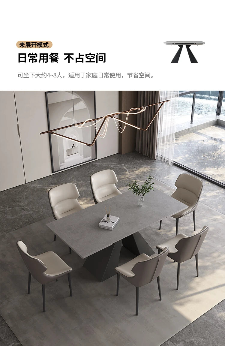 Modern Slate Dining Table Extendable Grey Simple Design Center Table Receptionist Nordic Mesas Comedor Kitchen Furniture HD50CZ